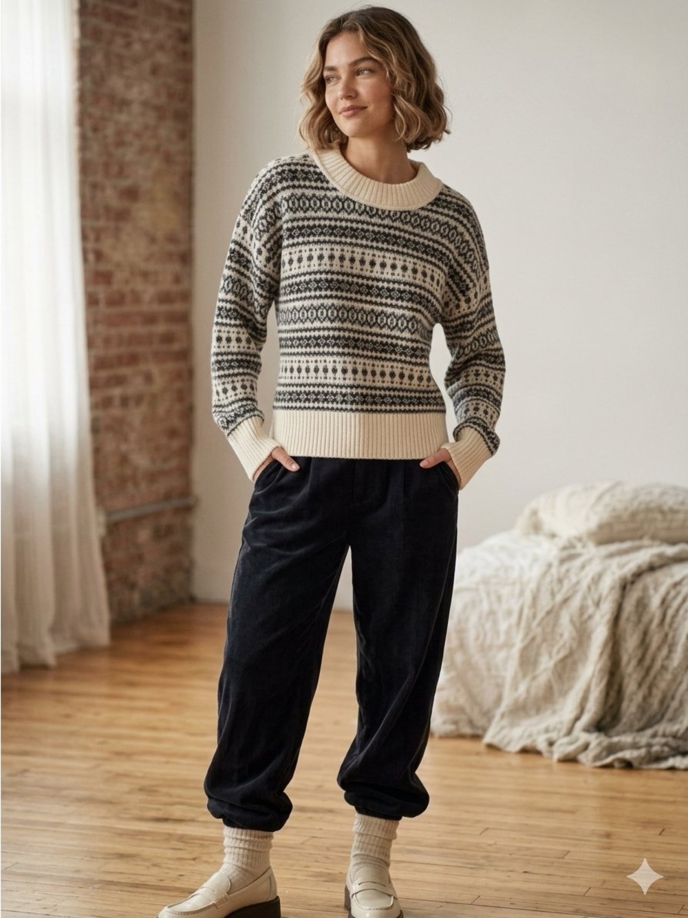 American Eagle Fair Isle Nordic Print Sweater